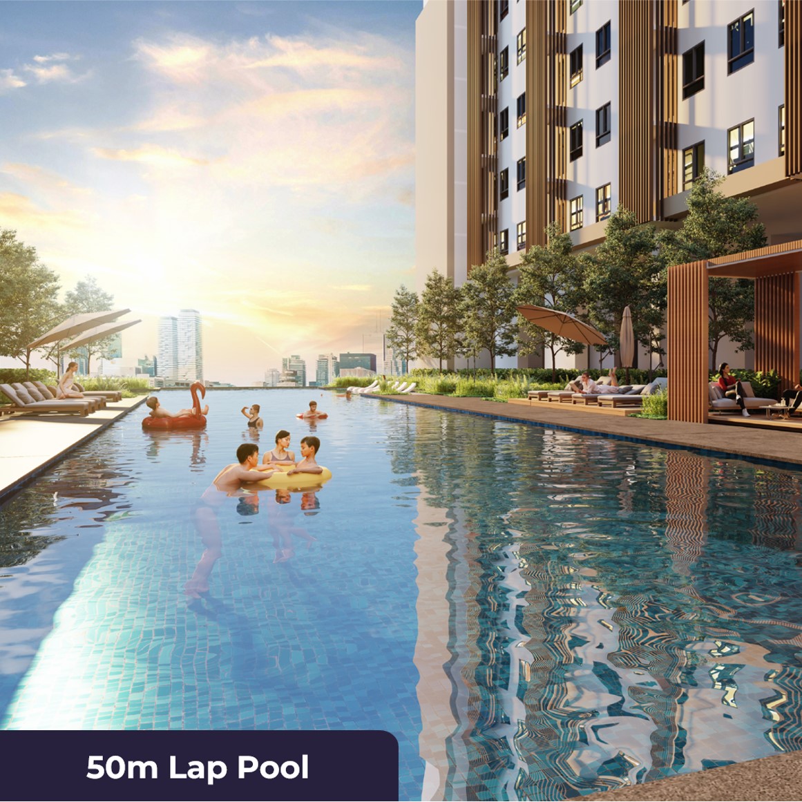 The 50m lap pool on the facilities deck at Astrum Shah Alam